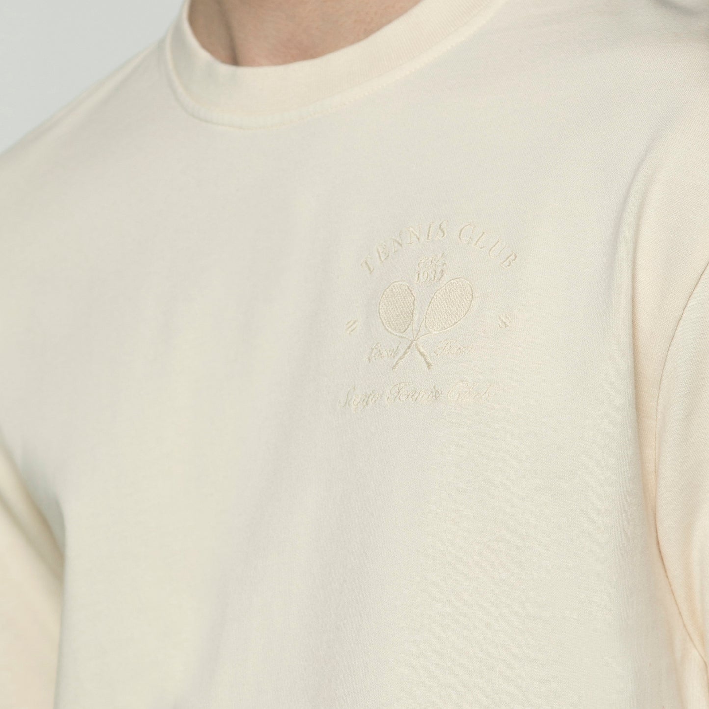 Sanjo Faded Tennis Club T-shirt // Ecru