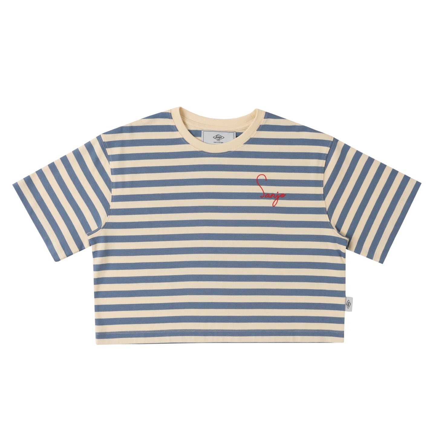 Sanjo Stripes 80 Crop Top // Denim Ecru