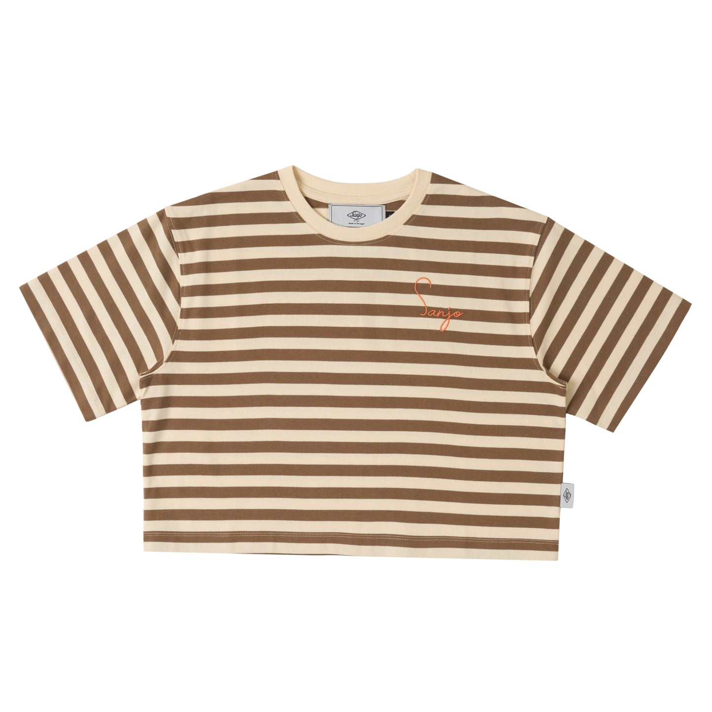 Top corto Sanjo Stripes 80 // Crudo capuchino