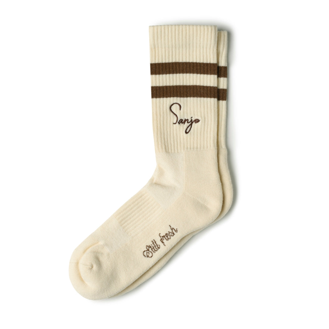 Sanjo Still Fresh Socks // Ecru &amp; Brown (Pack 2)