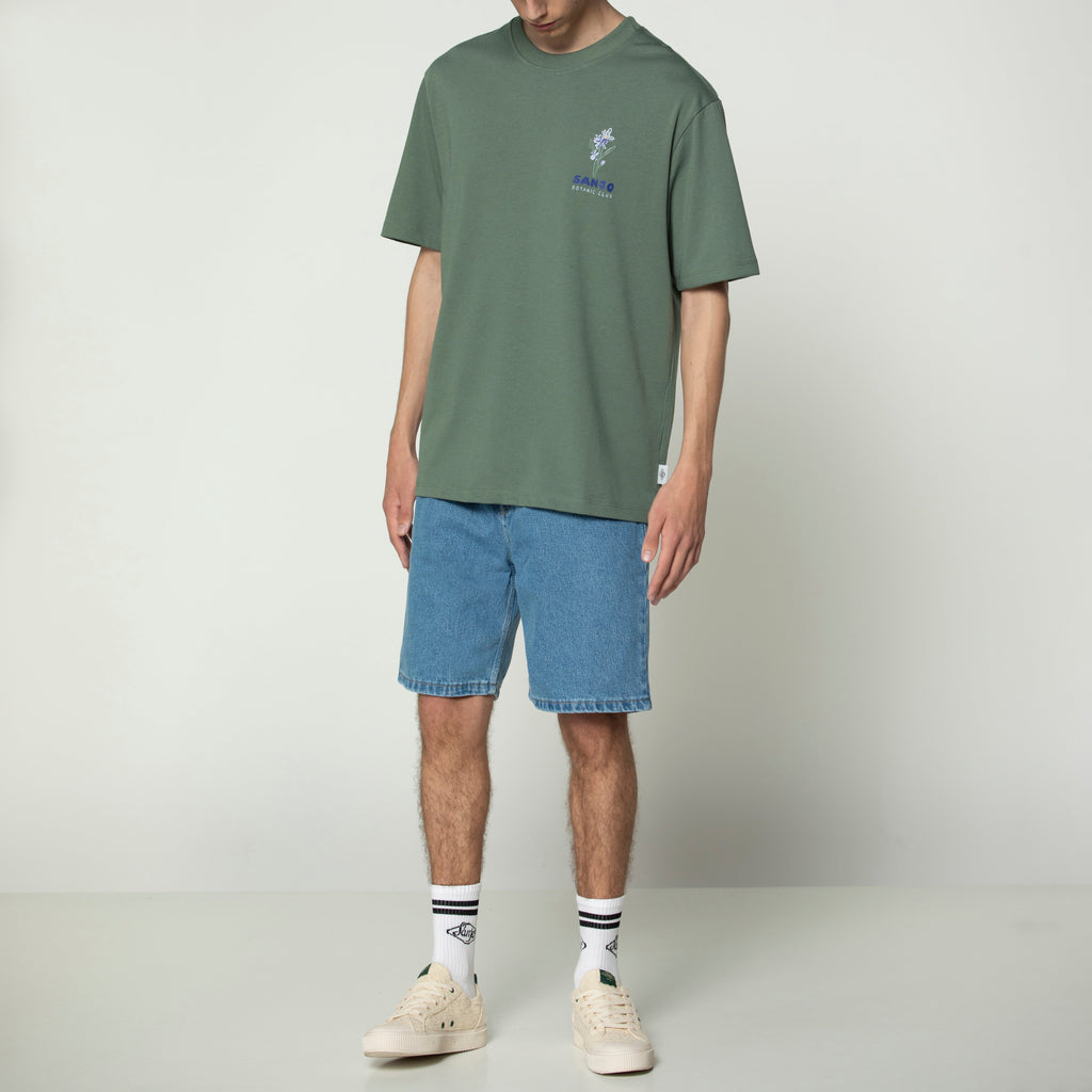 Sanjo Floral Water Print T-Shirt // Grün