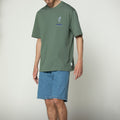 Sanjo Floral Water Print T-Shirt // Grün