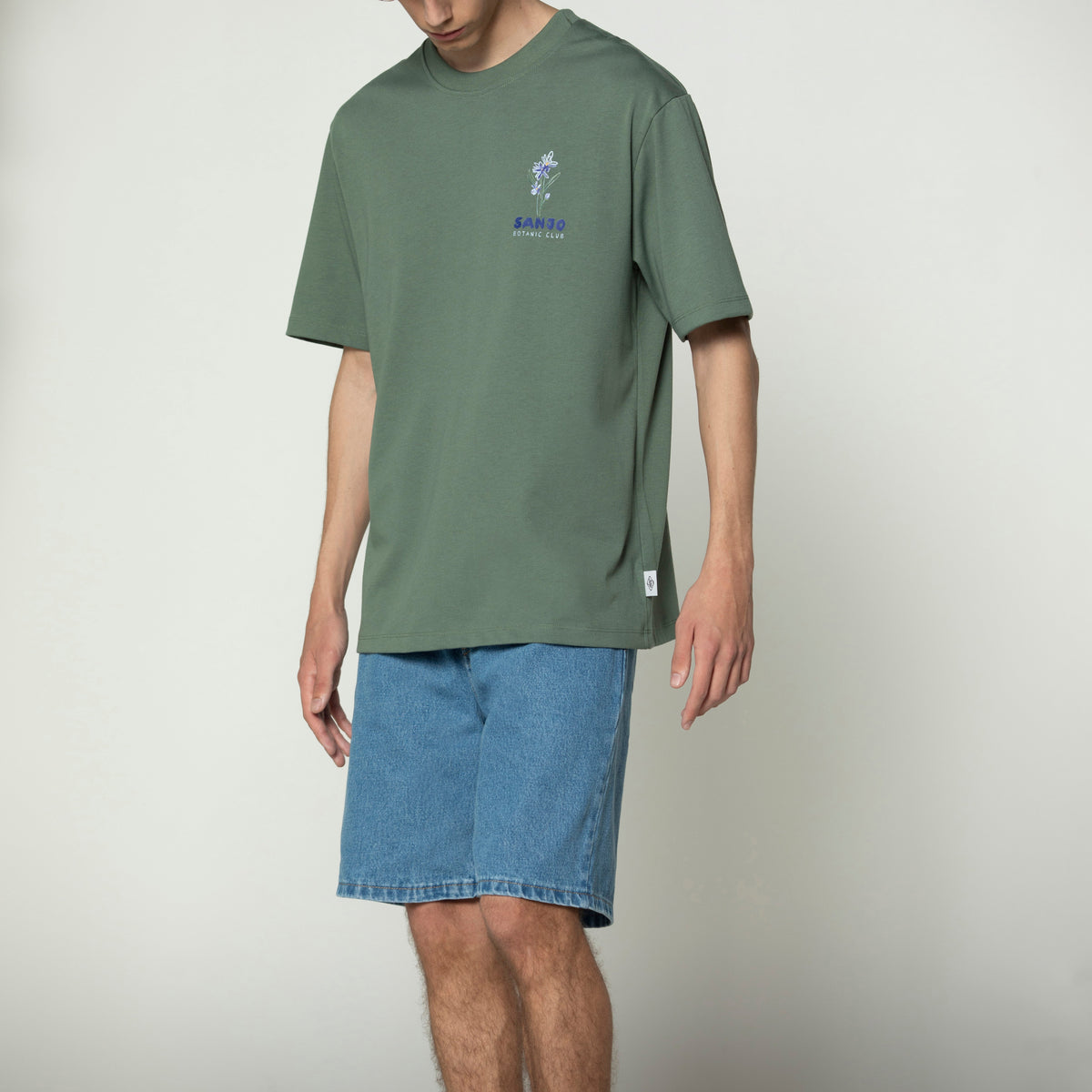 Sanjo Floral Water Print T-shirt // Green