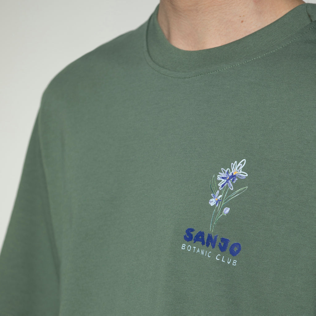 Sanjo Floral Water Print T-Shirt // Grün