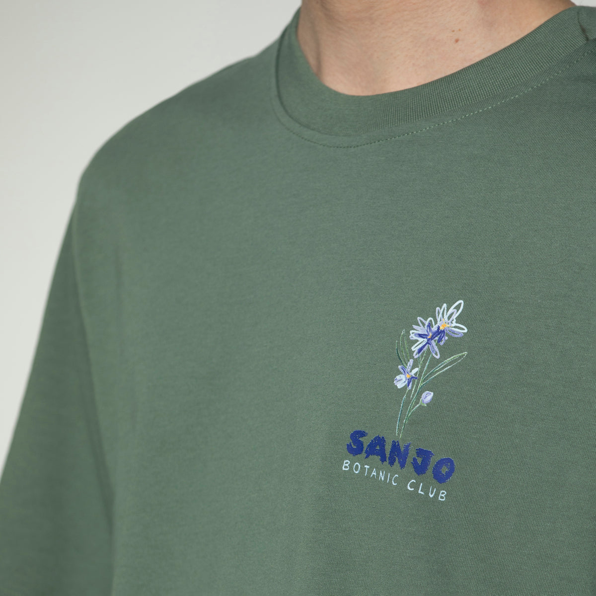 Sanjo Floral Water Print T-Shirt // Grün