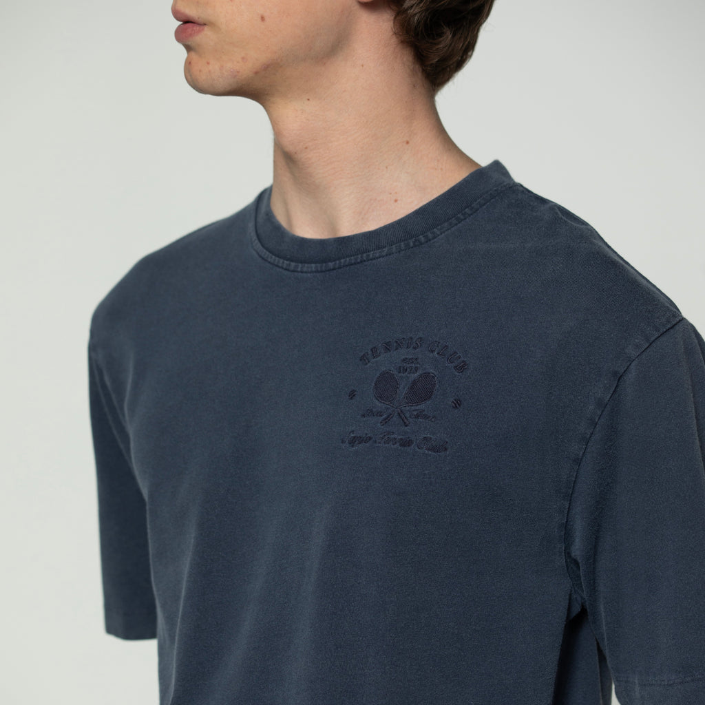 Sanjo Faded Tennis Club T-Shirt // Navy