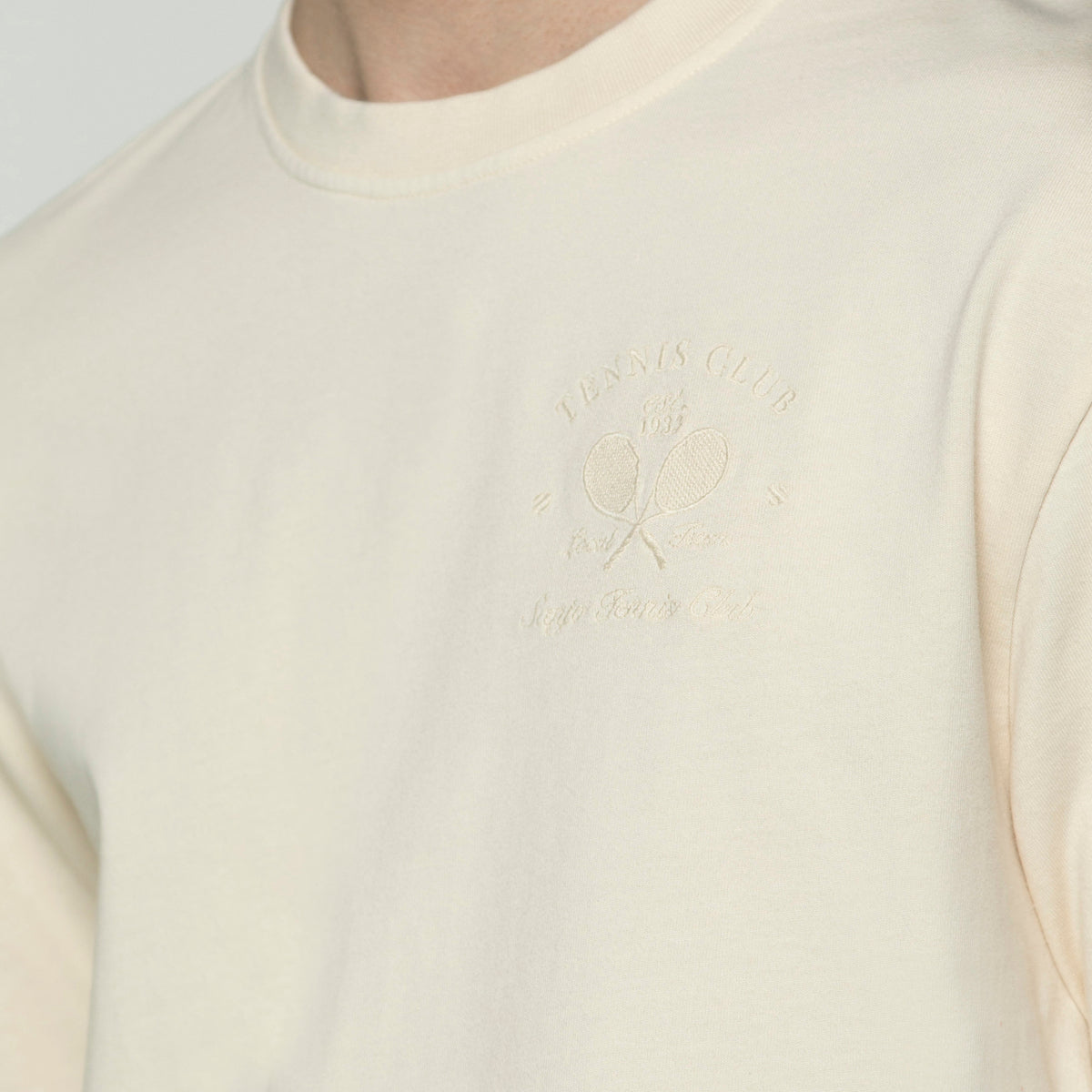 Sanjo Faded Tennis Club T-shirt // Ecru