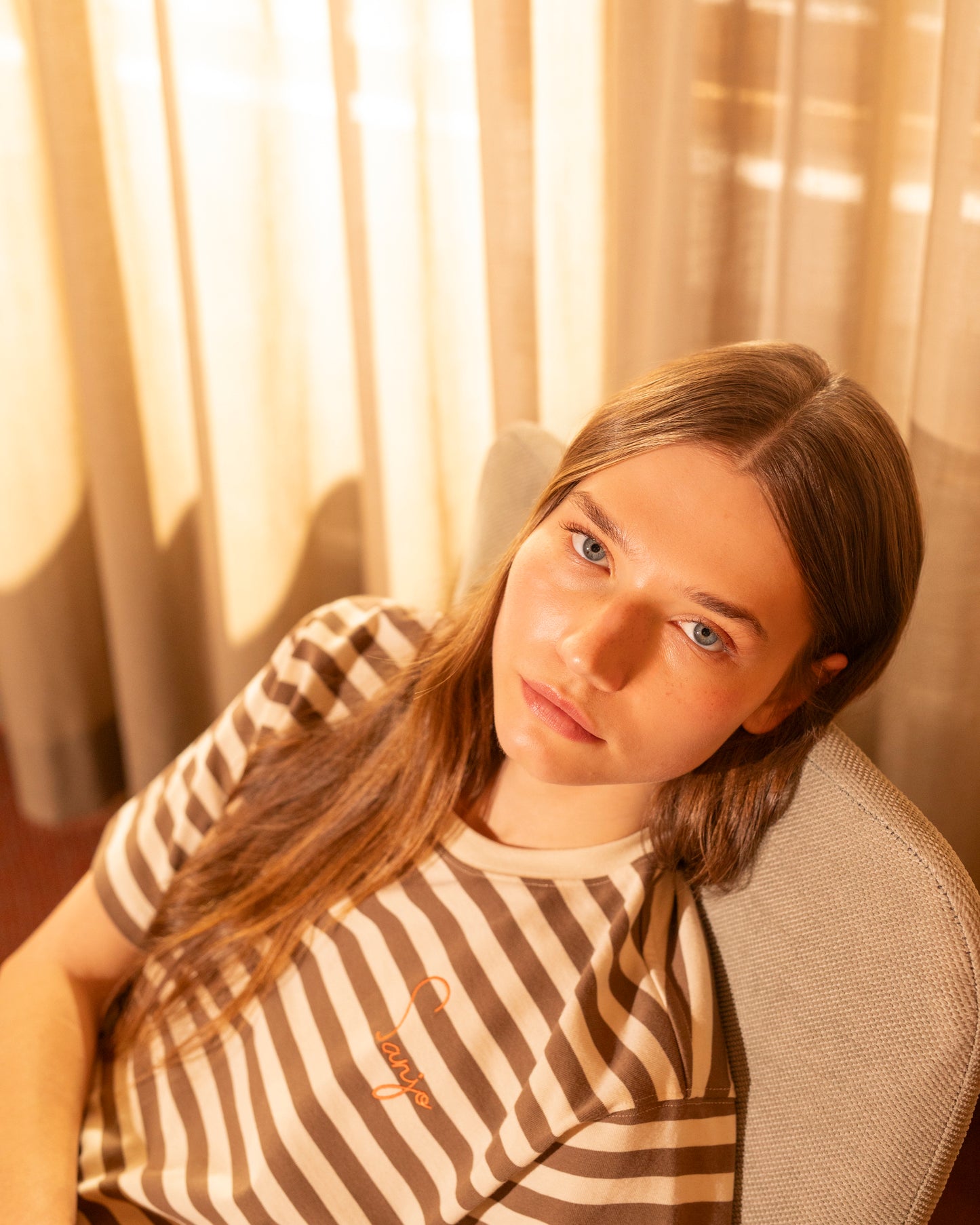 Camiseta Sanjo Stripes 80 // Capuchino Crudo