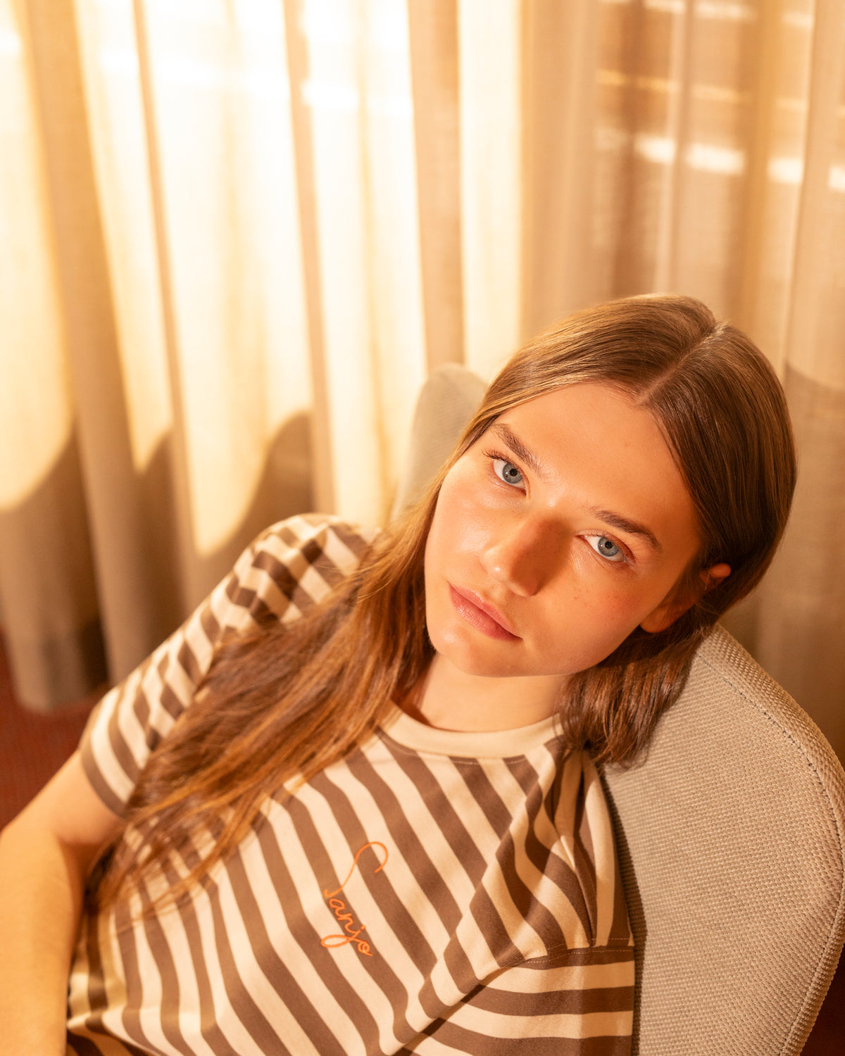Sanjo Stripes 80 T-shirt // Capucino Ecru
