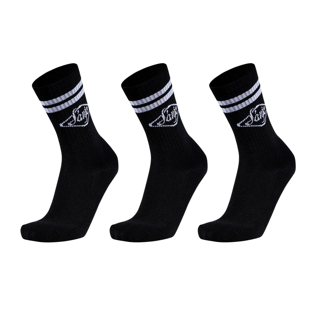 Sanjo Meias Retro // Preto Logo (3 Pack)