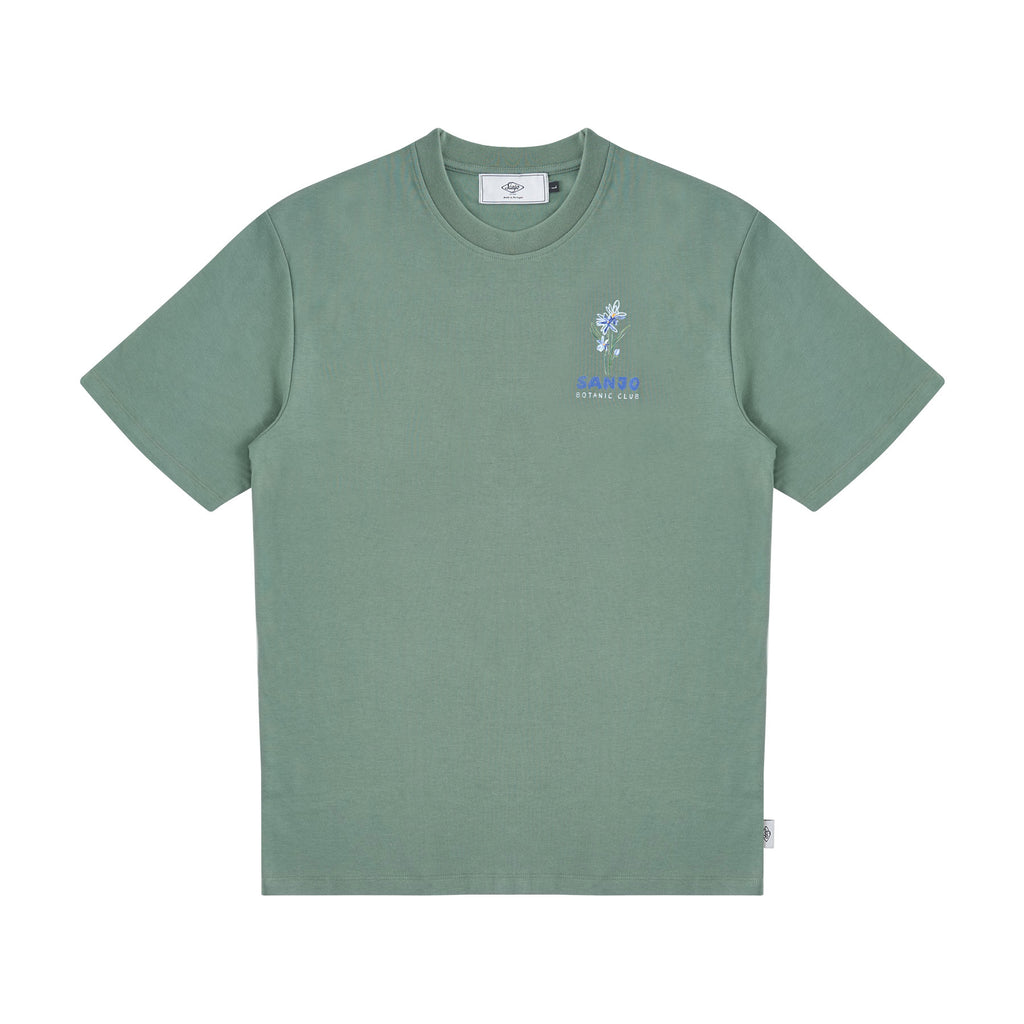 Sanjo Floral Water Print T-Shirt // Grün