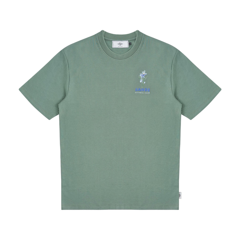 Sanjo Floral Water Print T-Shirt // Grün