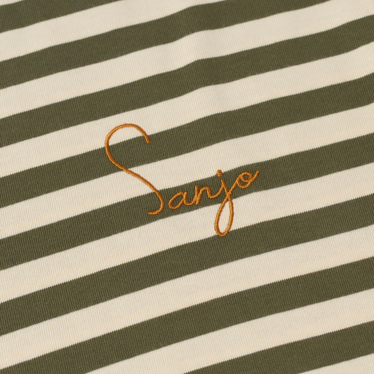 Sanjo Stripes 80 T-shirt // Kaki Ecru