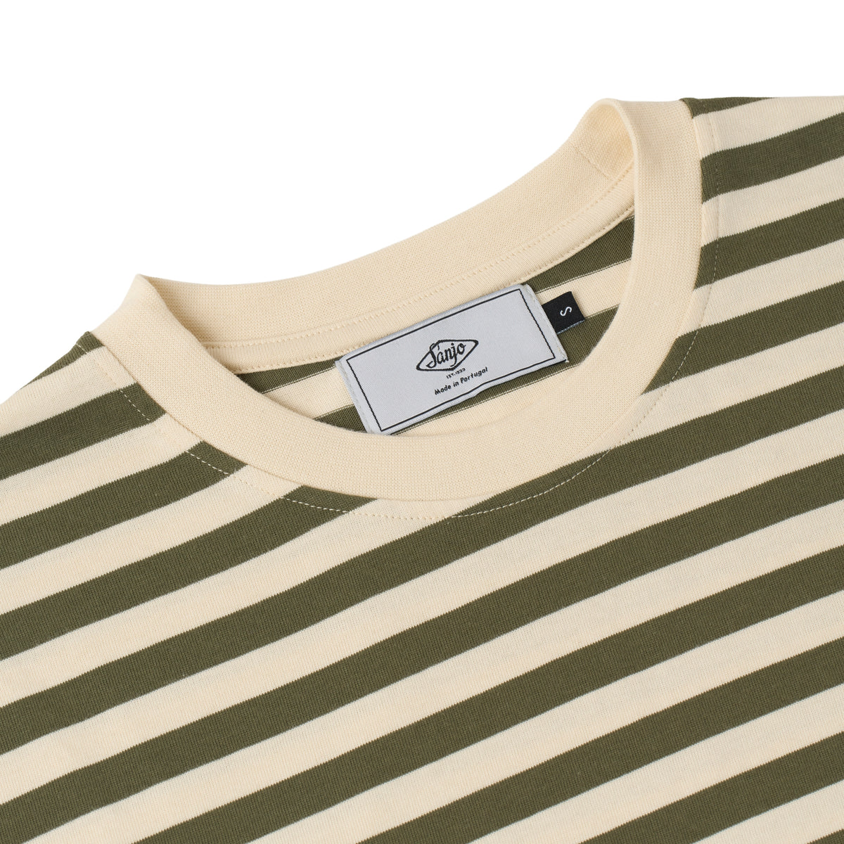 Sanjo Stripes 80 T-shirt // Kaki Ecru