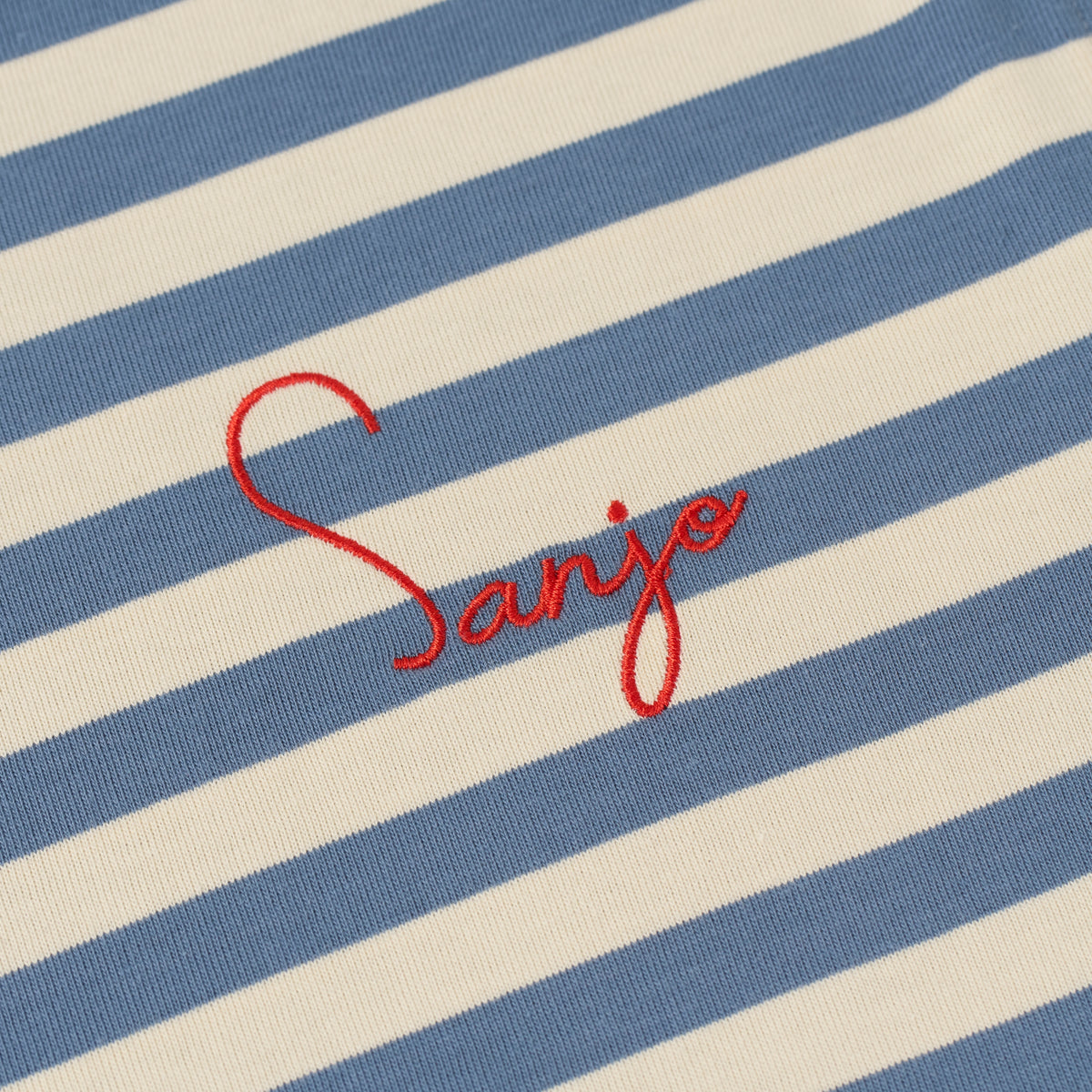 Sanjo Stripes 80 T-shirt // Denim Ecru