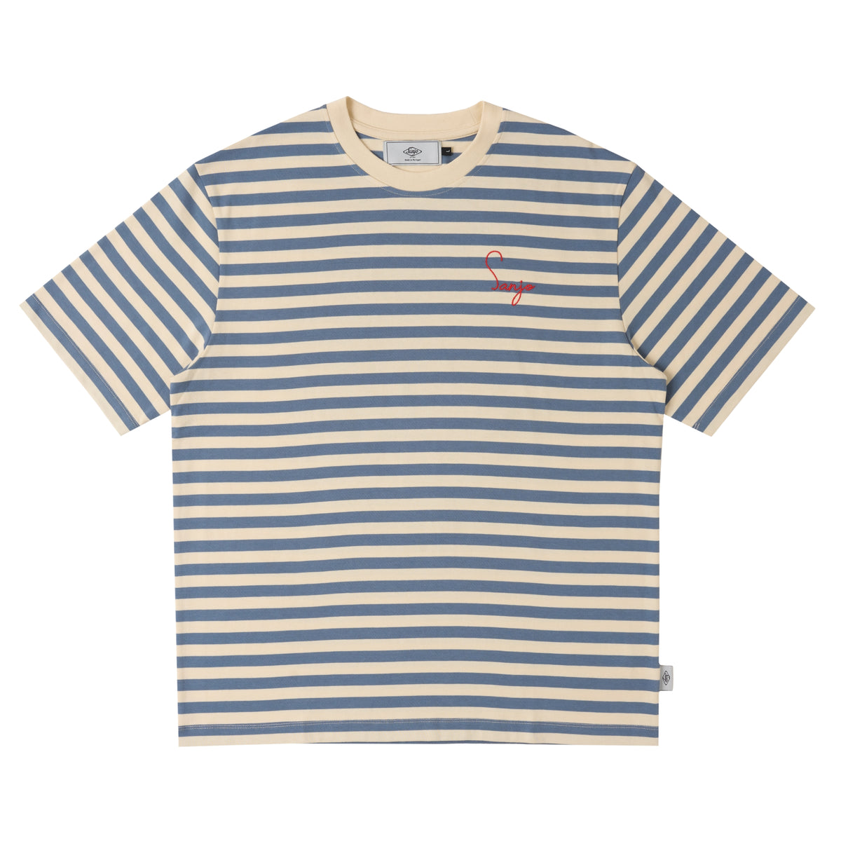 Sanjo Stripes 80 T-shirt // Denim Ecru