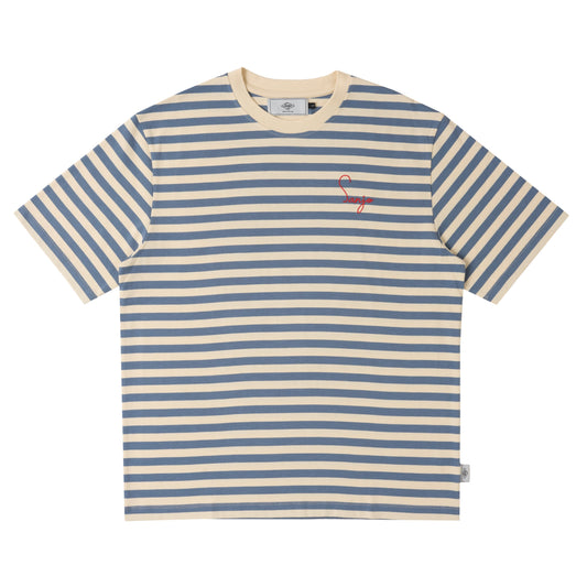 Sanjo Stripes 80 T-shirt // Denim Ecru