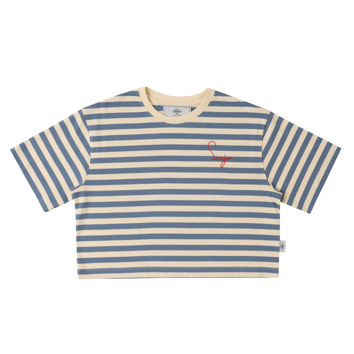 Sanjo Stripes 80 Crop Top  // Denim Ecru