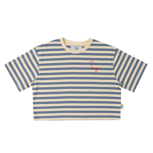 Sanjo Stripes 80 Crop Top  // Denim Ecru