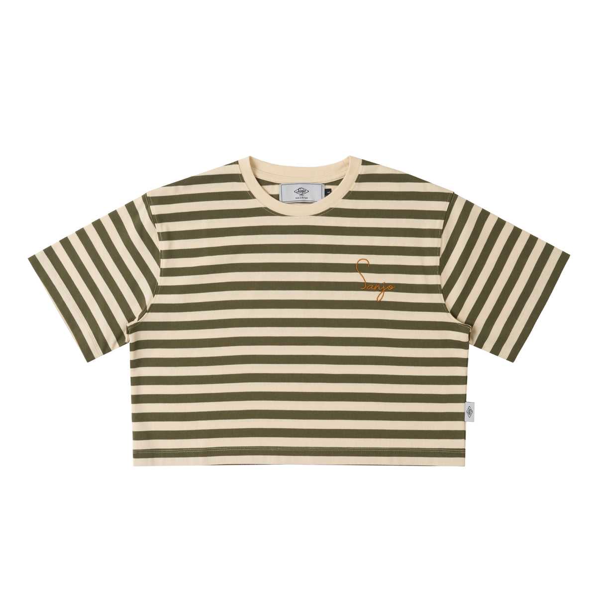 Sanjo Stripes 80 Crop Top  // Kaki Ecru