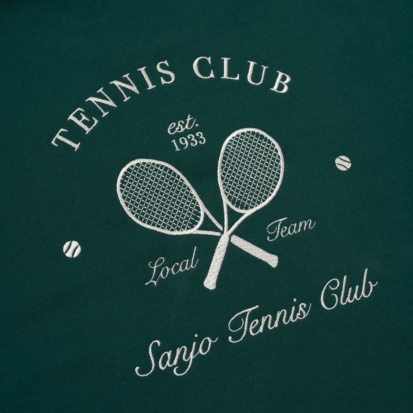 Sanjo Embroidery Tennis Club Sweater // Bottle Green