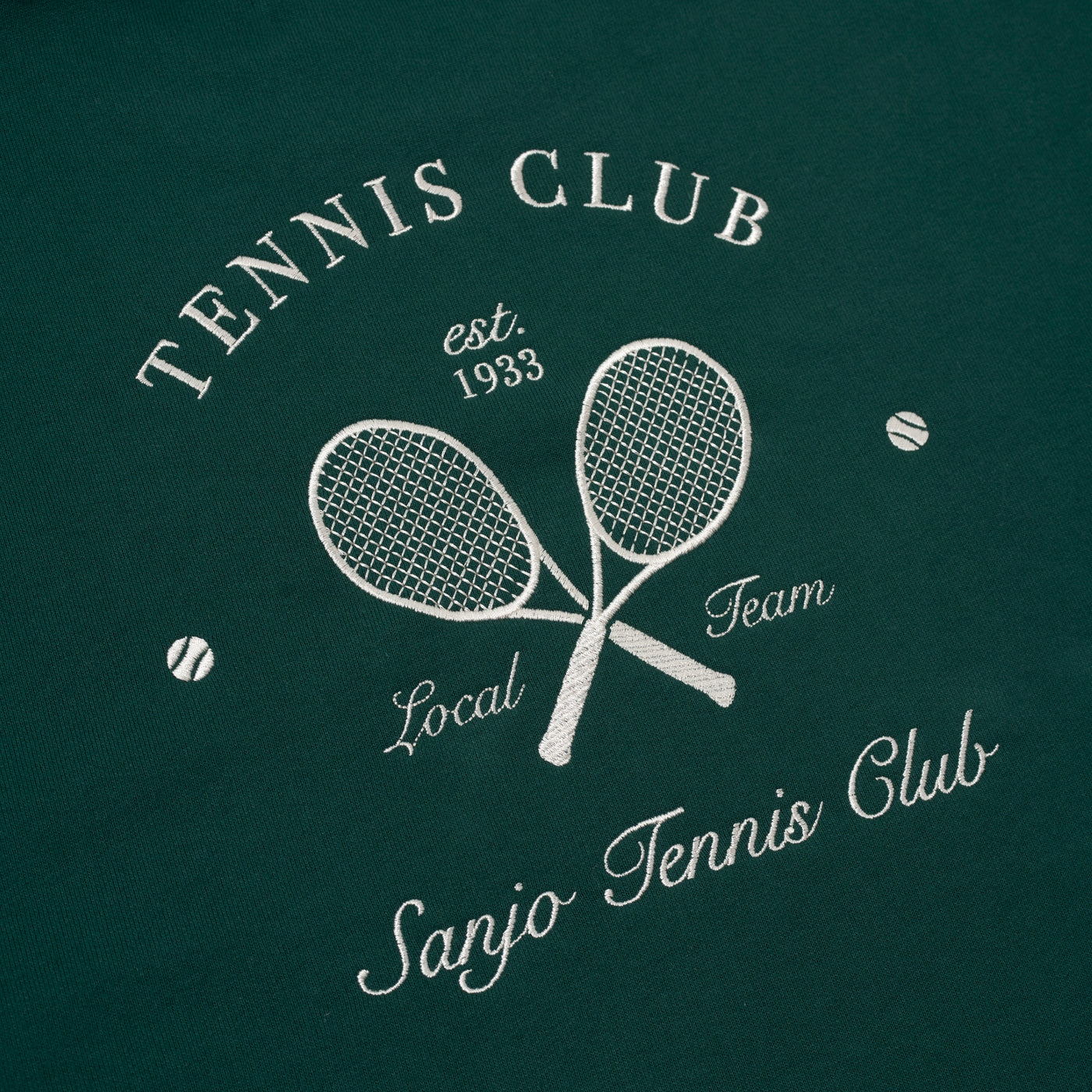 Sanjo Embroidery Tennis Club Sweater // Bottle Green