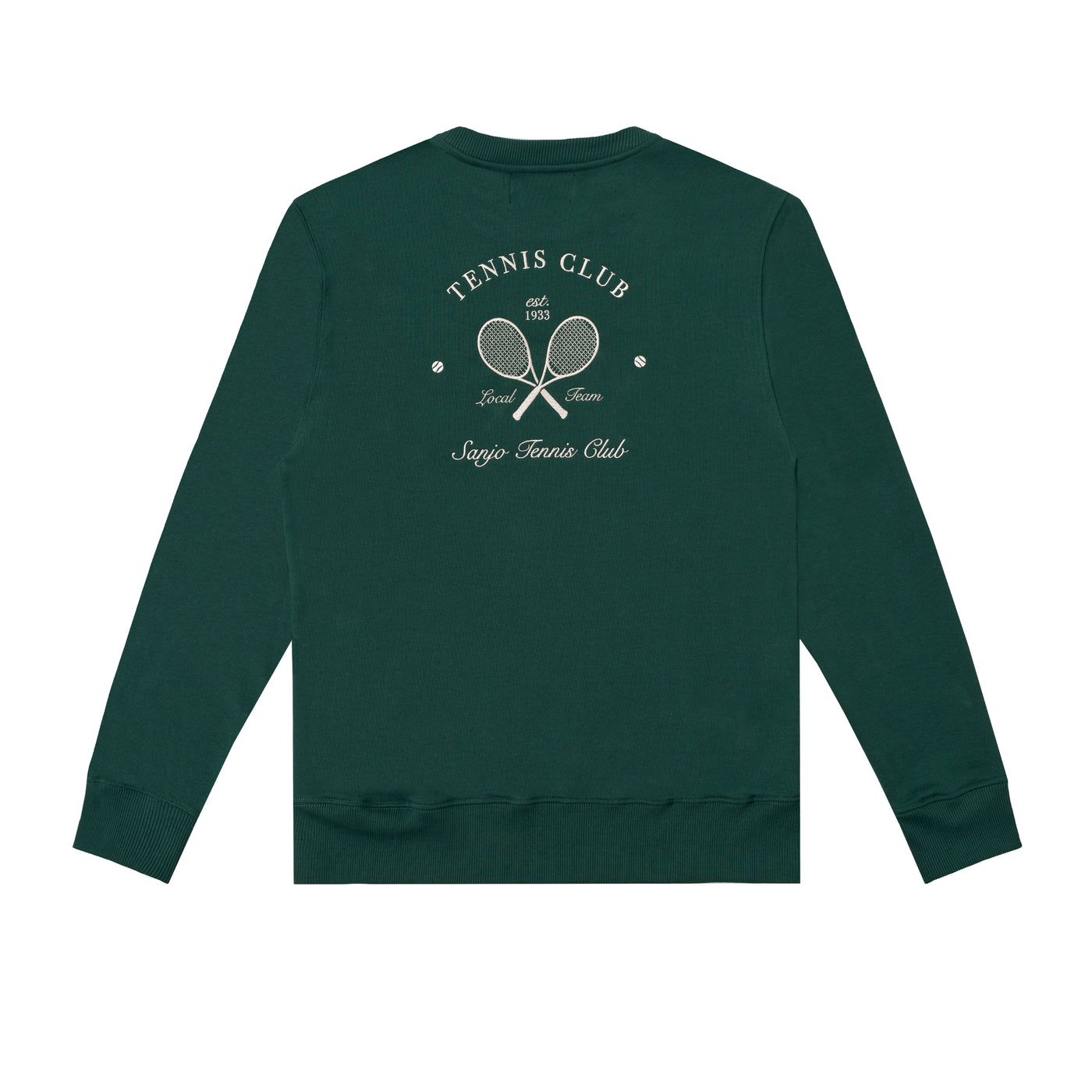 Sanjo Embroidery Tennis Club Sweater // Bottle Green