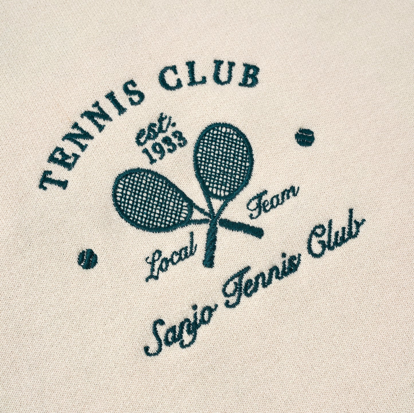 Sanjo Embroidery Tennis Club Sweater // Ecru