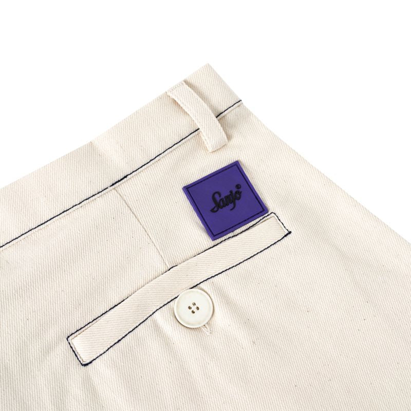 Sanjo Contrast Work Shorts // Ecru