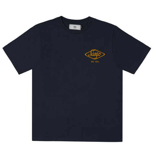 Sanjo Flocked Logo T-Shirt // Navy