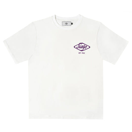 Sanjo Flocked Logo T-Shirt // White