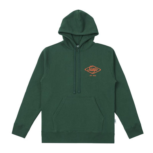 Sanjo Flocked Logo Hoodie // Green