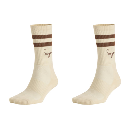 Sanjo Still Fresh Socks // Ecru & Brown (Pack 2)