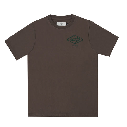 Sanjo Flocked Logo T-shirt // Castanho