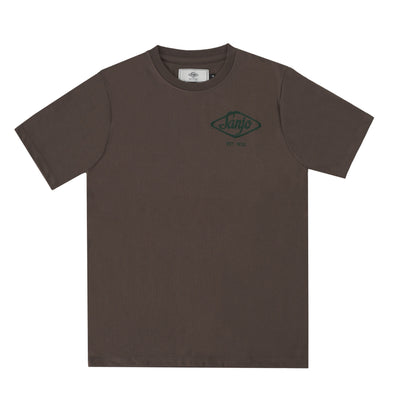 Sanjo Flocked Logo T-shirt // Brown