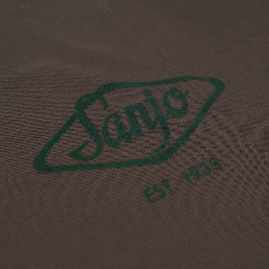 Sanjo Flocked Logo T-shirt //  Brown