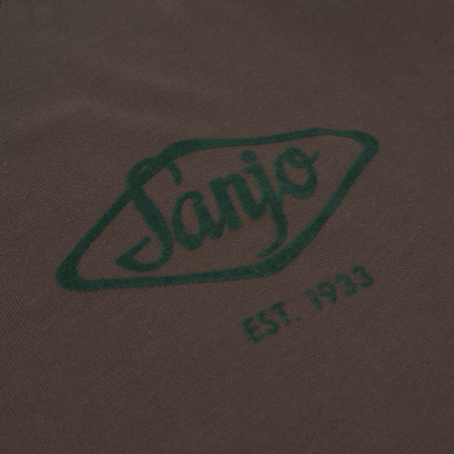 Sanjo Flocked Logo T-shirt // Brown