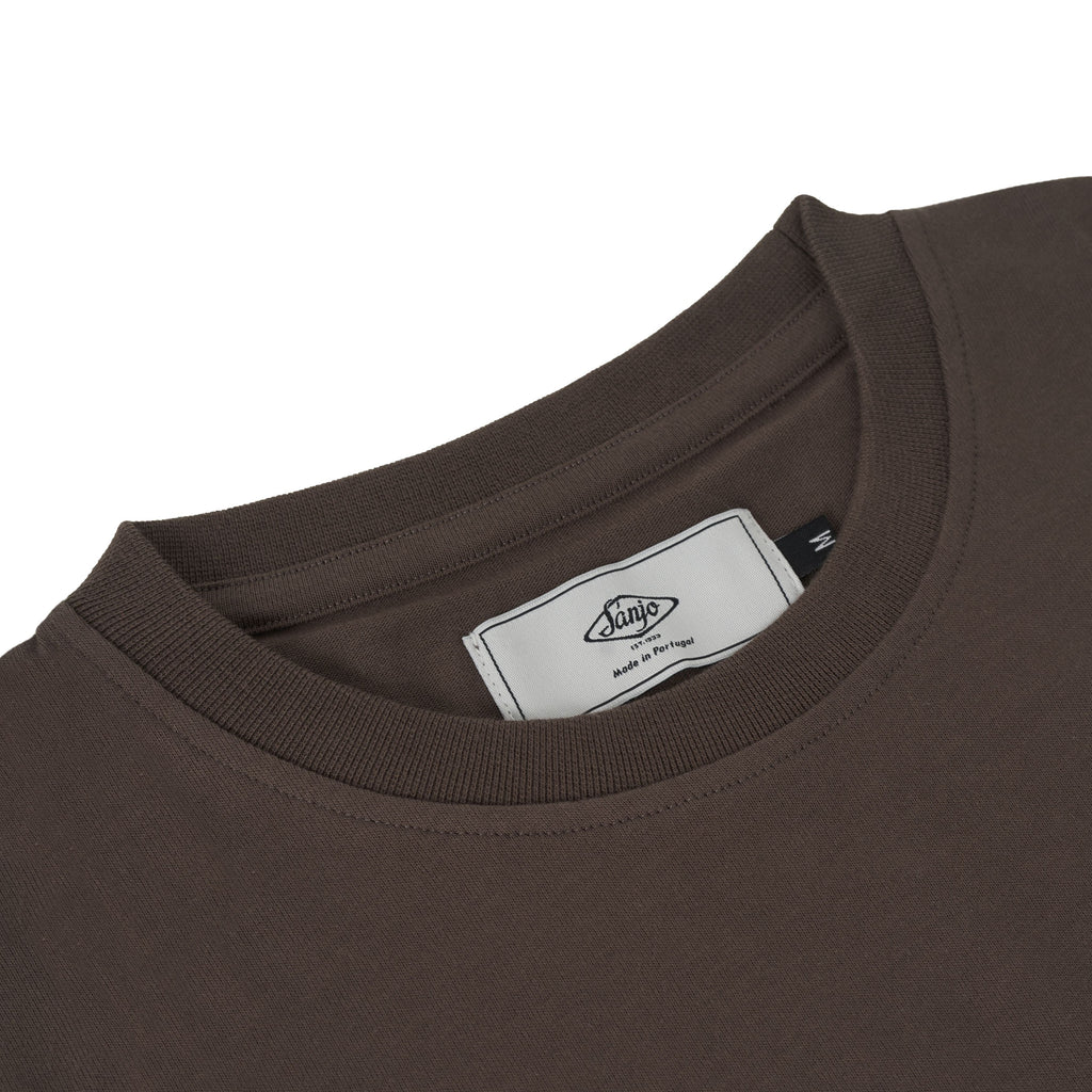 Sanjo Flocked Logo T-shirt //  Brown