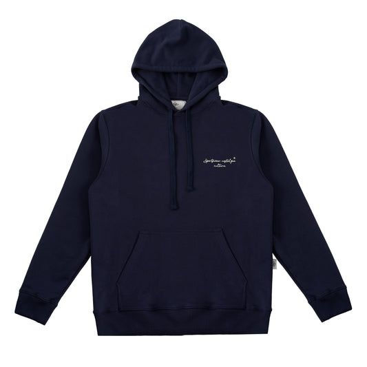 Sanjo Embroidery Nostalgia Hoodie // Azul