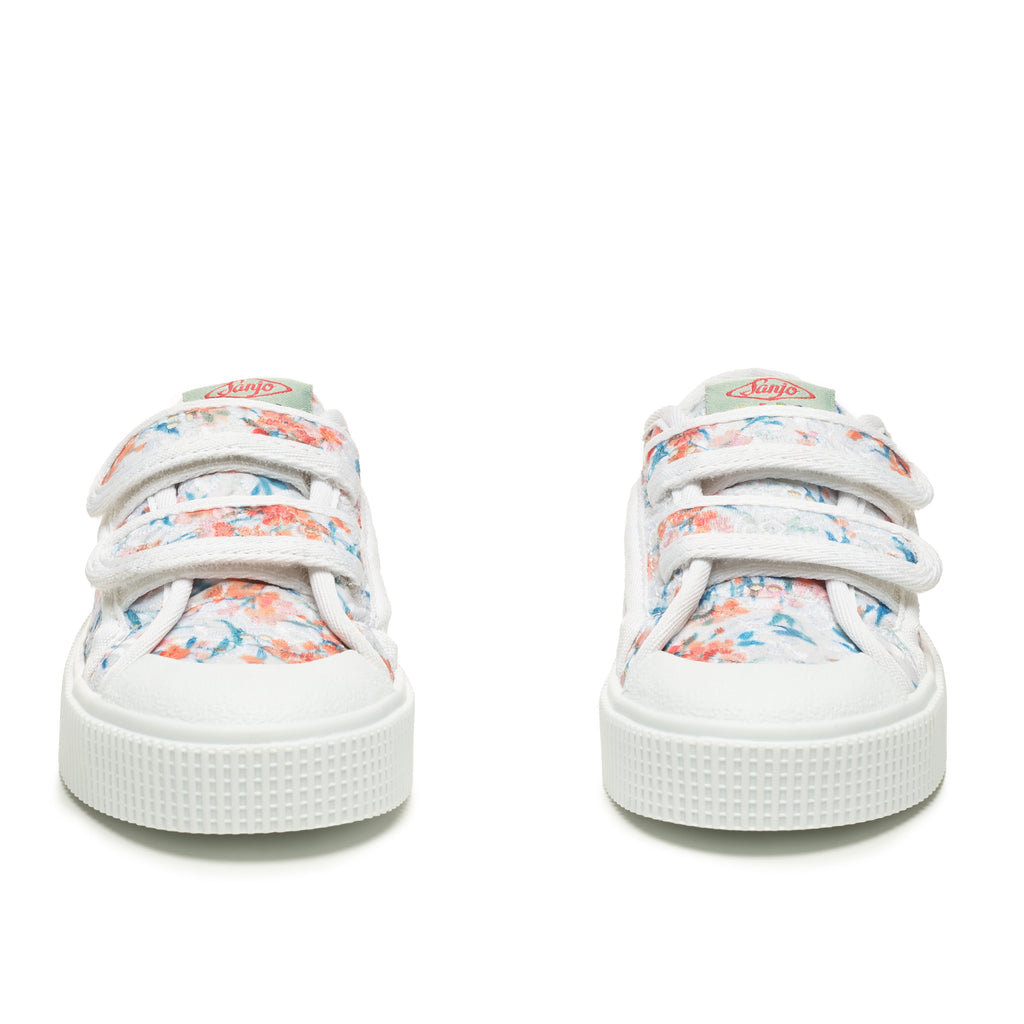 Sanjo Kids V200 Wild Flowers // White Orange